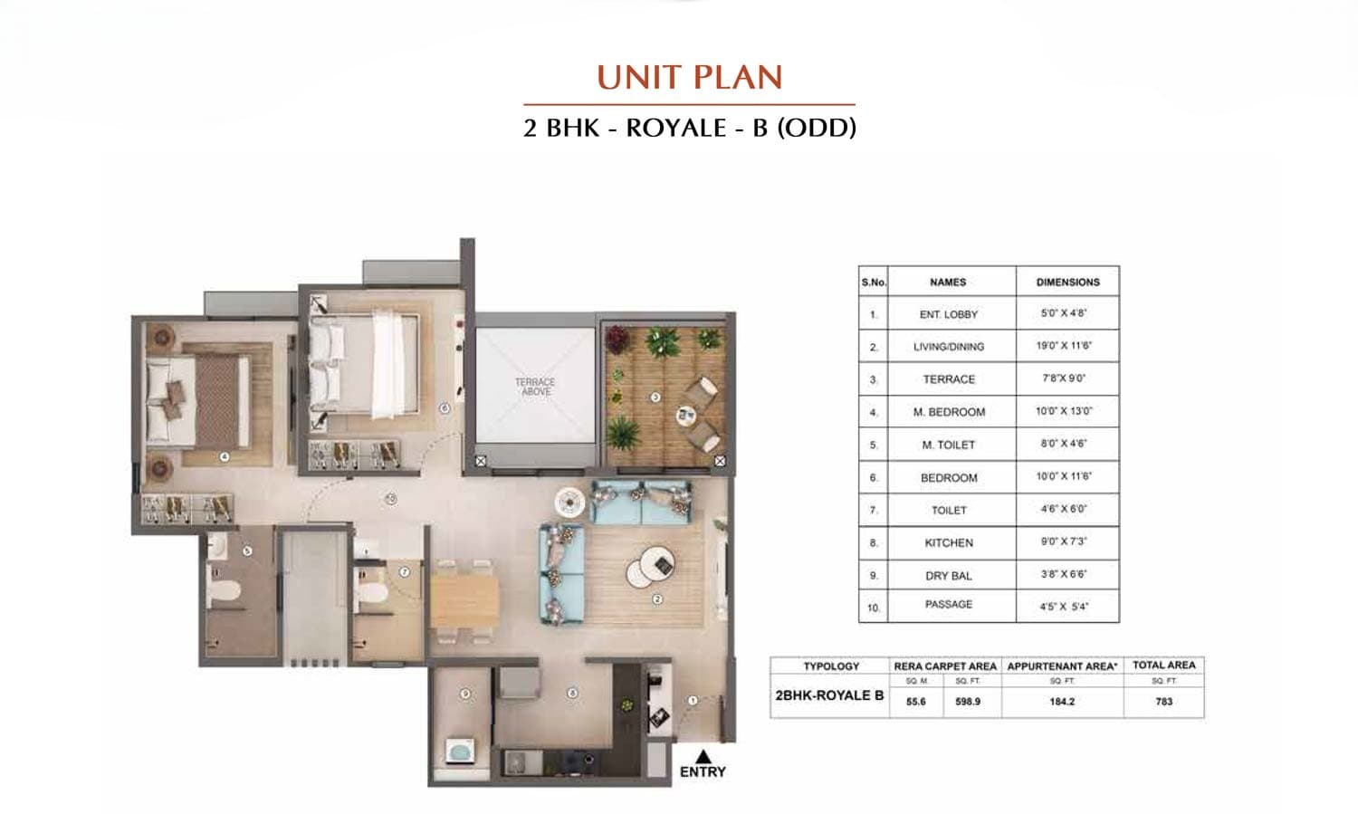 2 BHK Royale Floor Plan